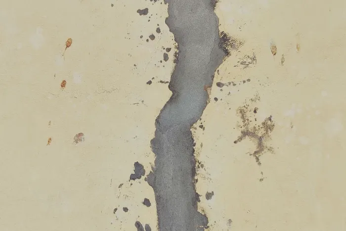 Crack in a wall filled with cement